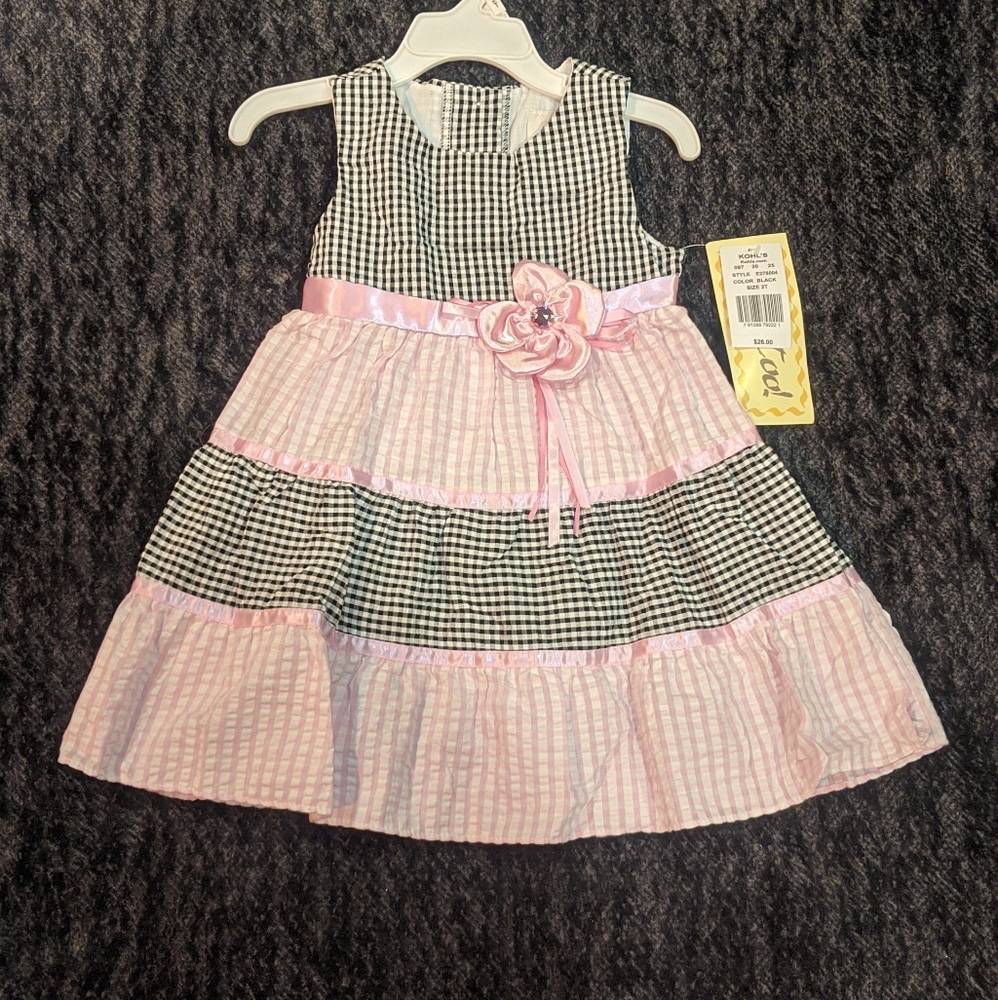 Rare too pink/black plaid dress 2T NWT!
